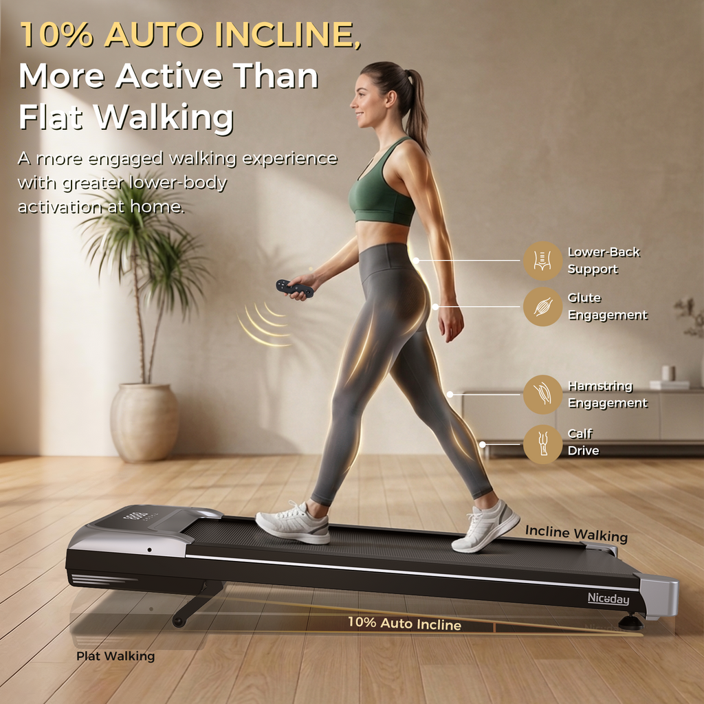 Tapis de marche Niceday avec inclinaison automatique de 10 % - 181 kg 