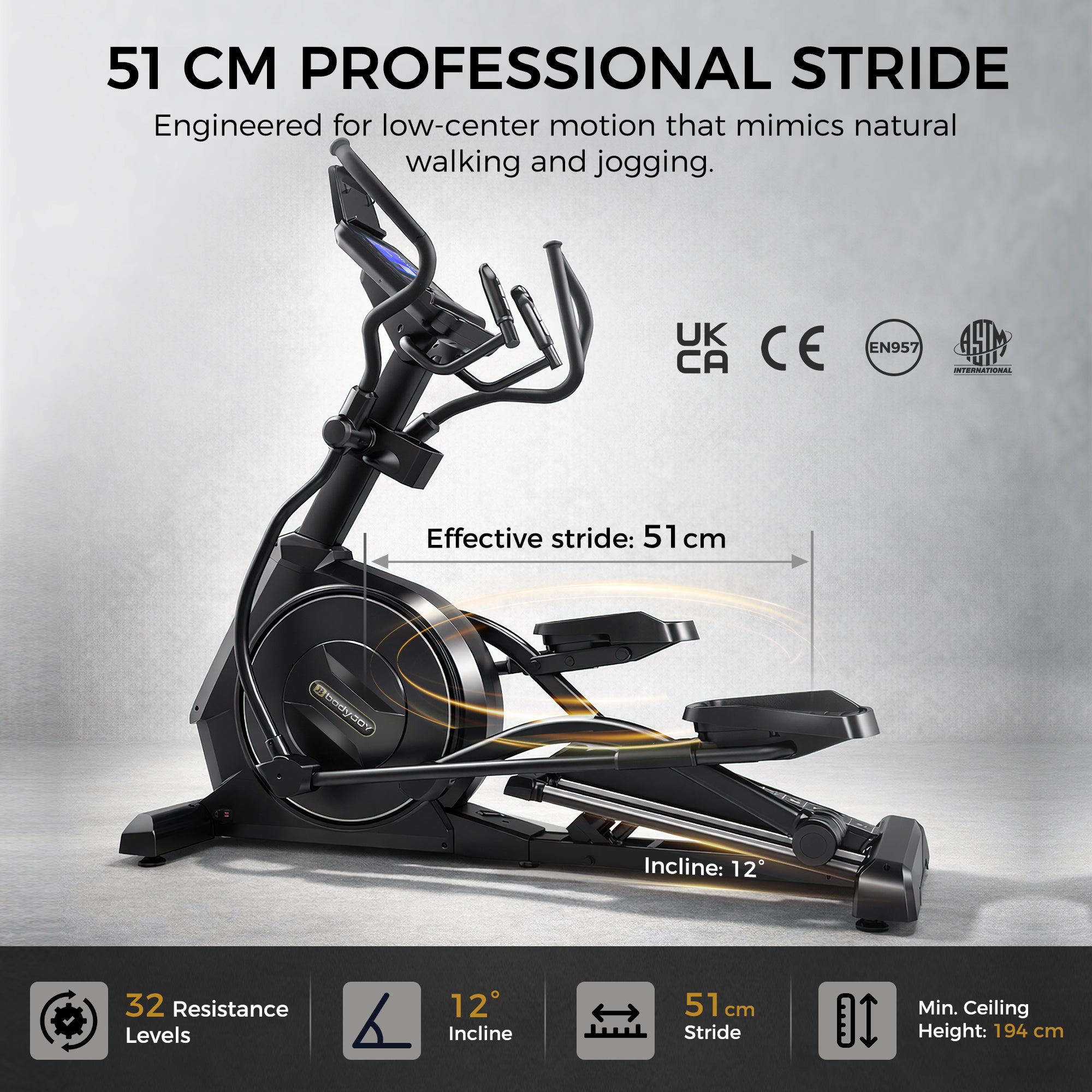 Niceday x Bodyjoy Elliptical Exercise Machines-50.8CM Stride& 32 Level