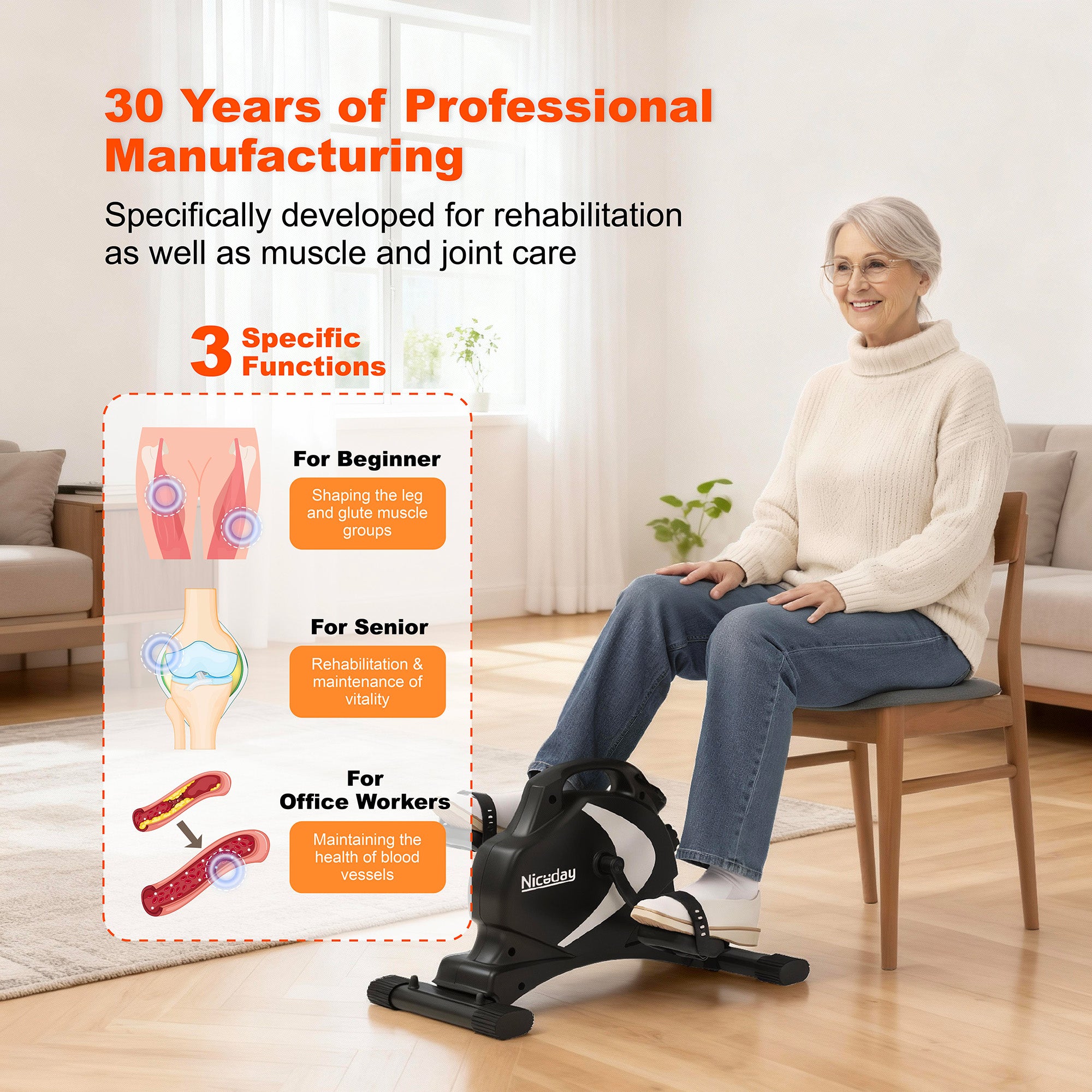 Niceday Mini Exercise Bike, Foot Pedal Exerciser