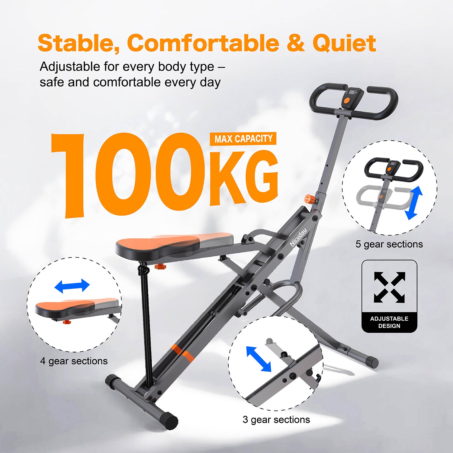 Niceday Squat Machine, 2 in 1 Squat Rowing Machine,