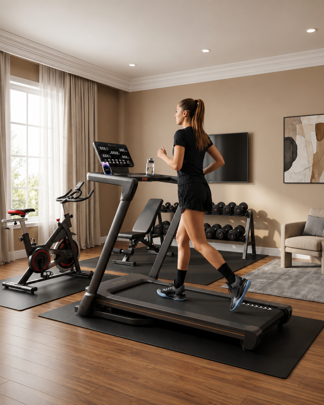 Niceday Treadmill with 18% Auto Incline, 120x46cm Wide Belt Treadmills, 14 KMH, 3.5HP,  Brushless Incline