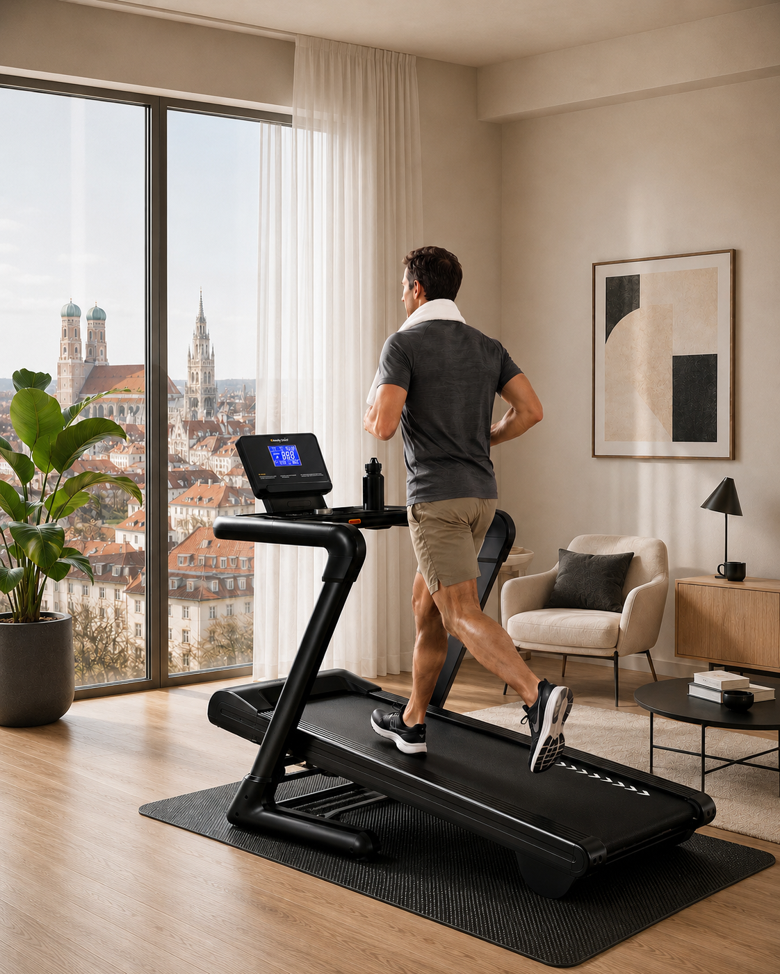 NICEDAY Folding Treadmill with Handrails, 25% Auto Incline, 18 km/h, 140 × 48 cm Running Belt, Quiet 3.0 HP Brushless Motor, 158 kg Capacity